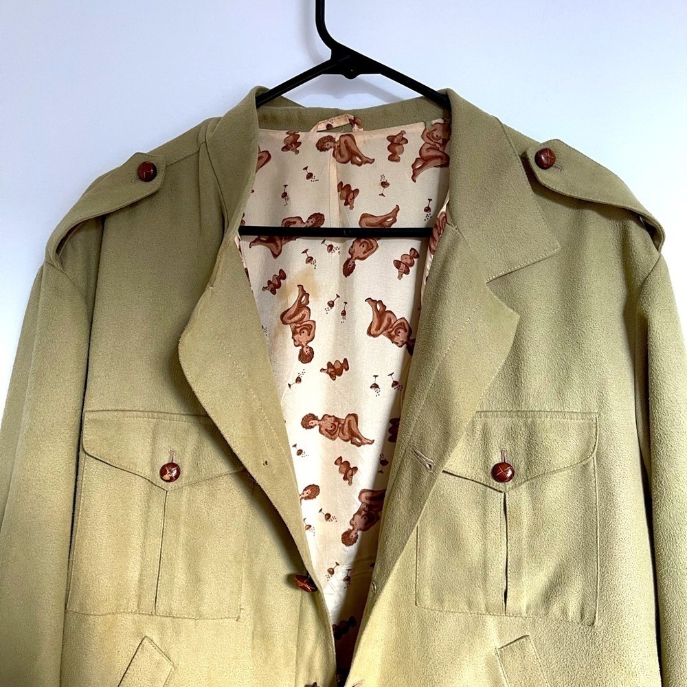 OOAK Suede Jacket with Babes - size L/XL